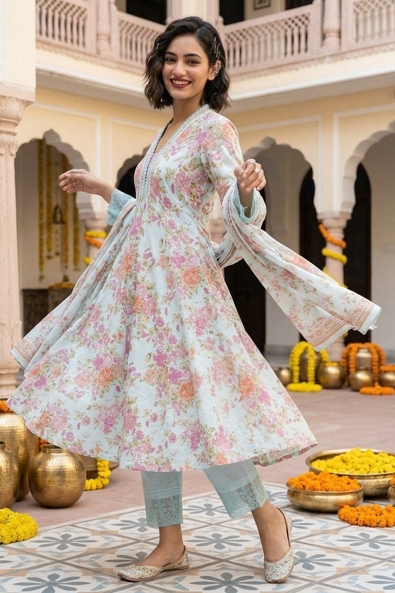 Lace Enchante Elegance Cotton Kurti Set
