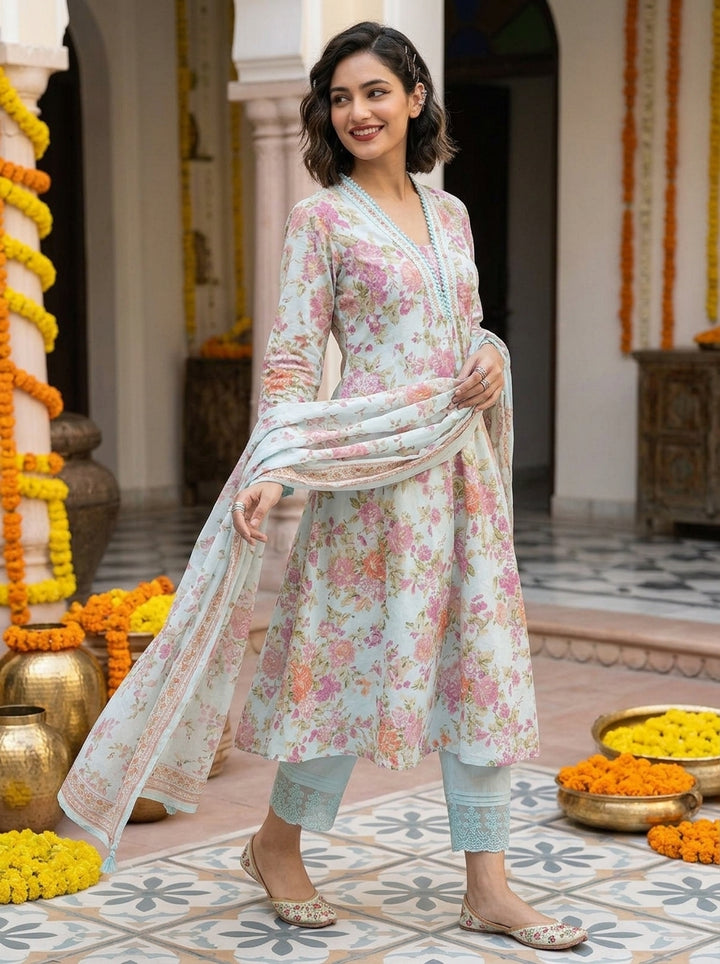 Lace Enchante Elegance Cotton Kurti Set