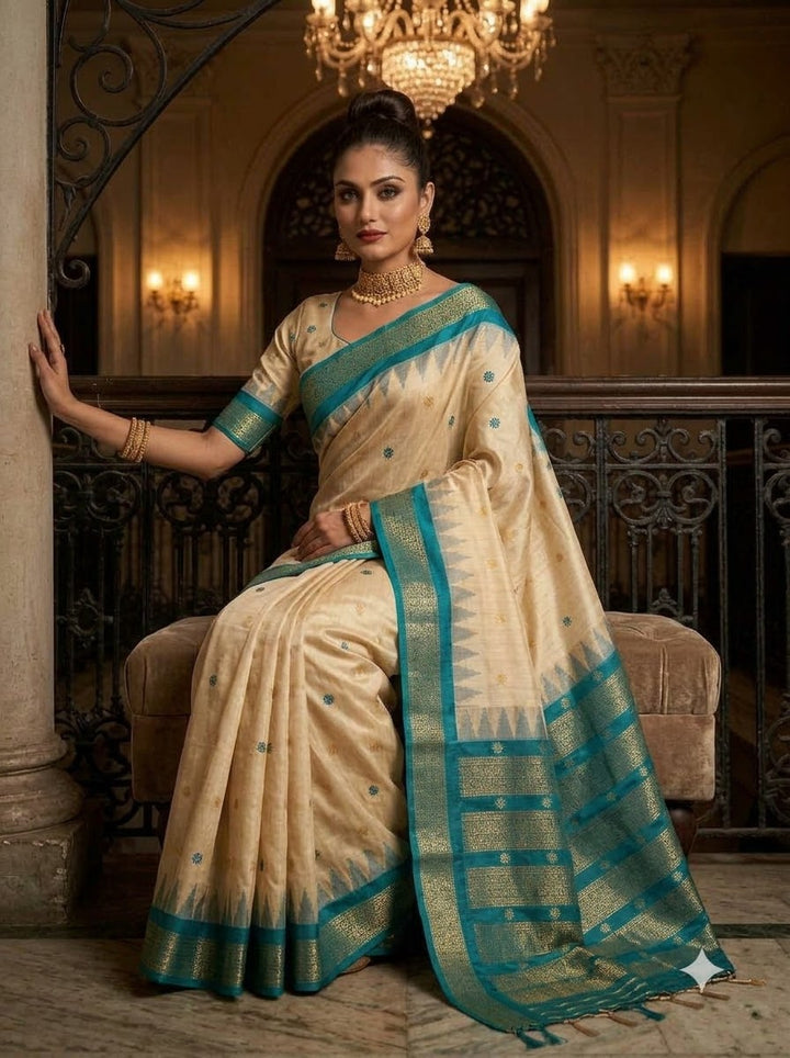 Whispers of Tradition-Ikkat Assam Tussar Silk Saree