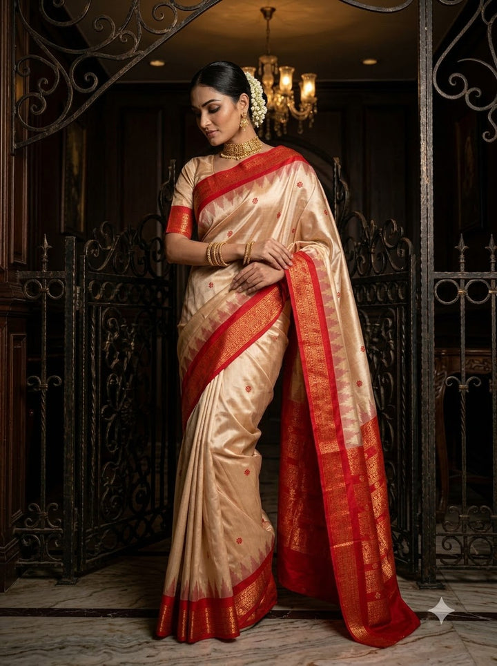 Whispers of Tradition-Ikkat Assam Tussar Silk Saree