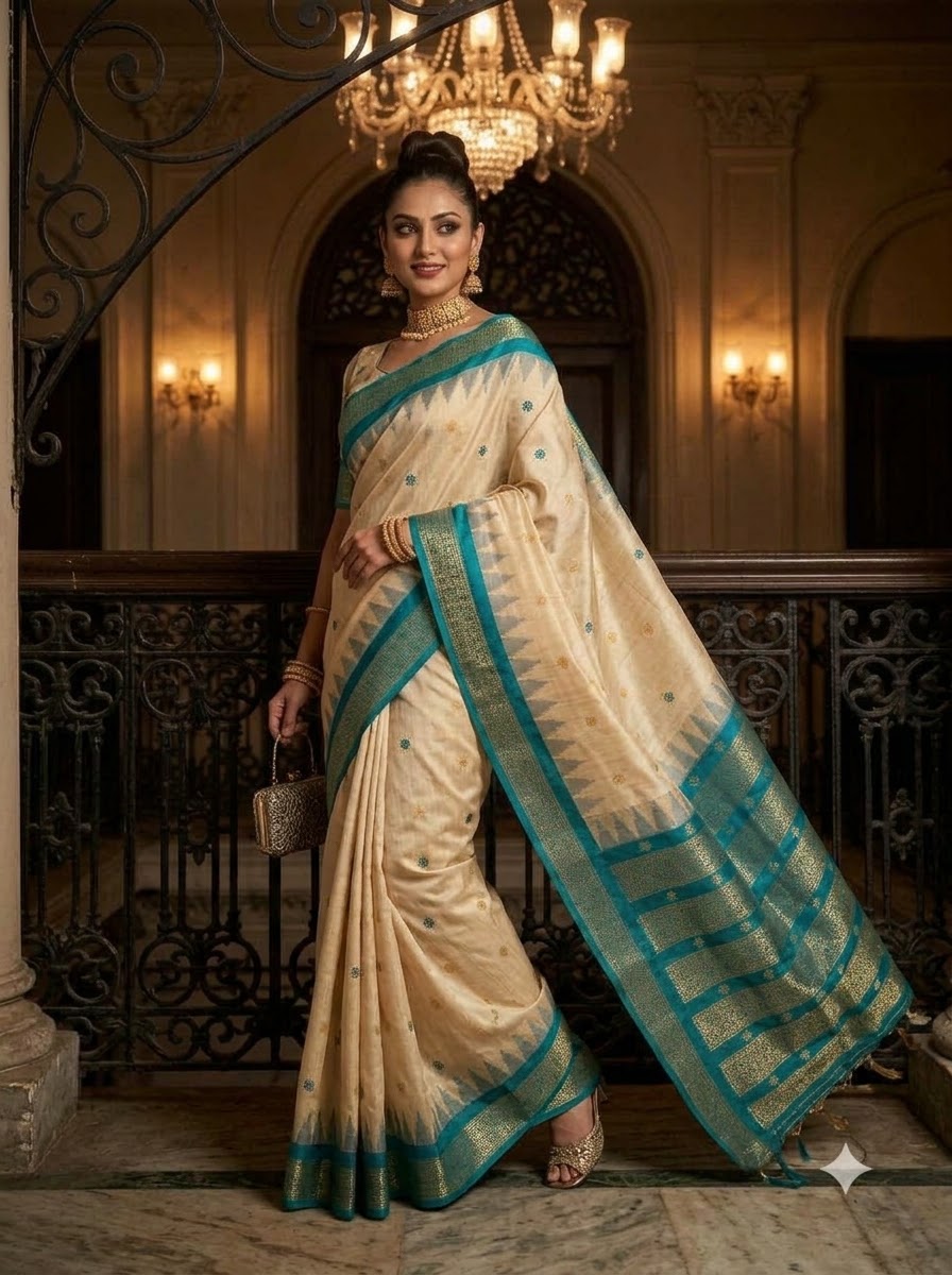 Whispers of Tradition-Ikkat Assam Tussar Silk Saree