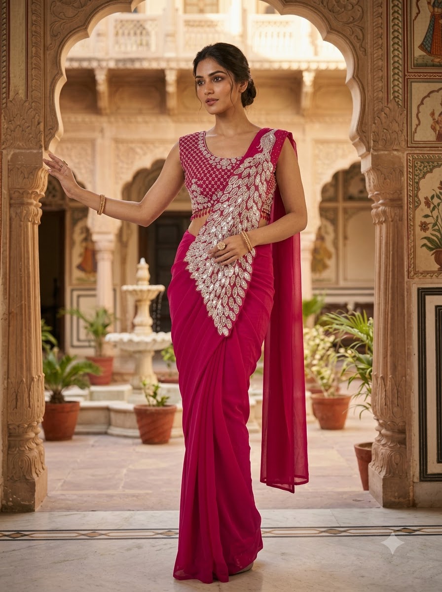 Luxe Afterdark Designer Heavy Georgette Ready-to-Wear Saree