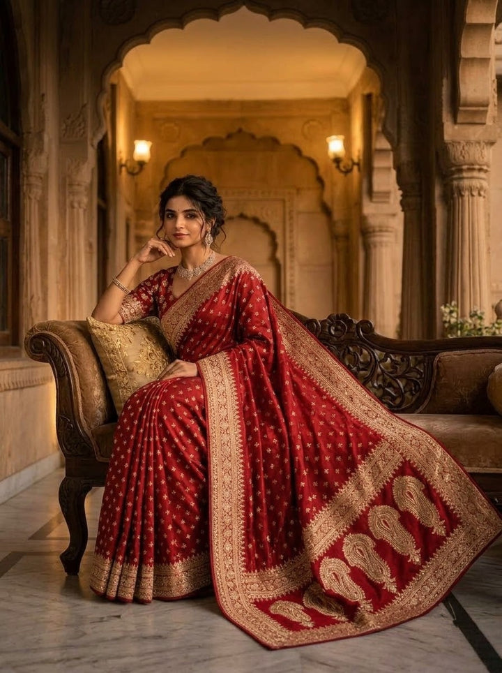 Regalia Rose -  Designer Sequence Premium Silk Saree with Designer (Unstitched) Blouse Piece