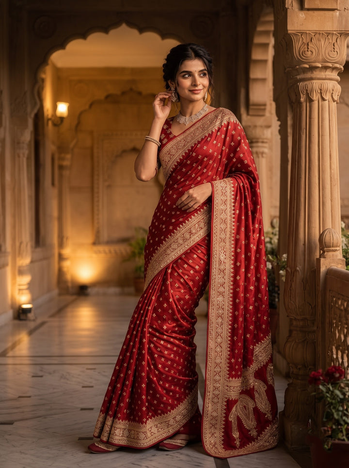 Regalia Rose -  Designer Sequence Premium Silk Saree with Designer (Unstitched) Blouse Piece