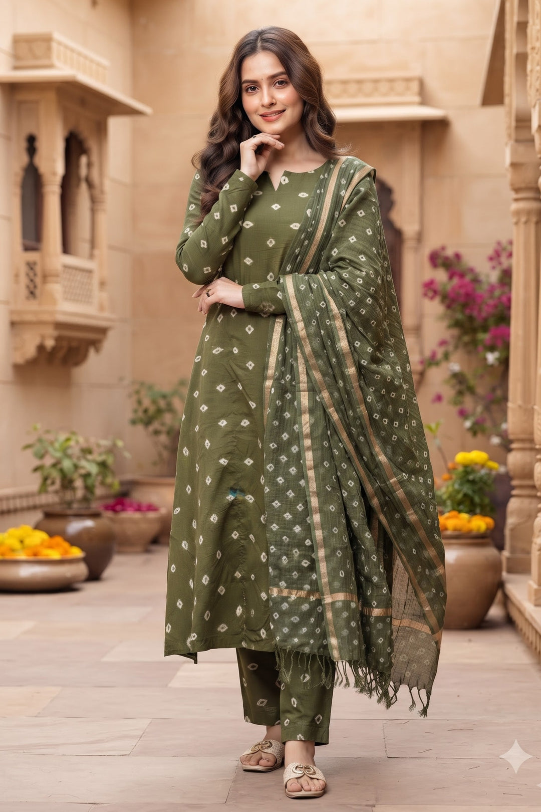 Be My Bandhani Kota Doriya Cotton Kurti Set