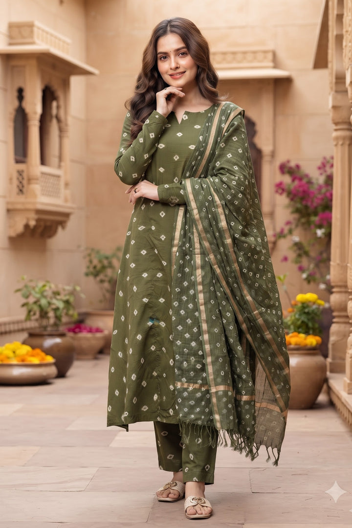 Be My Bandhani Kota Doriya Cotton Kurti Set