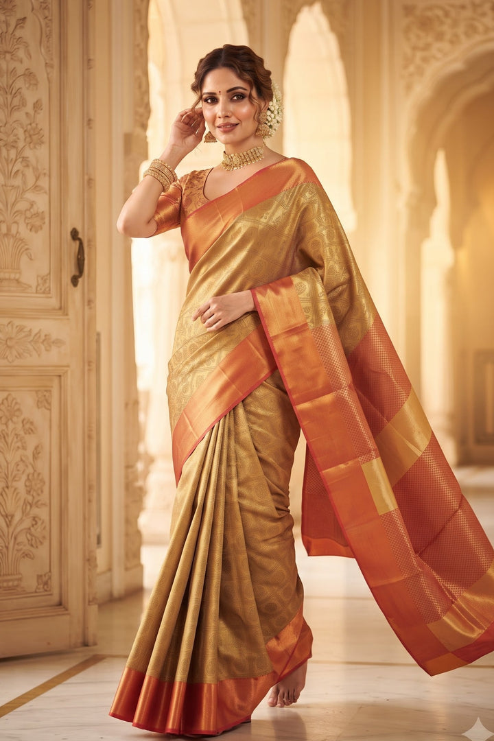 Rajkanak Banarasi Semi Katan Silk saree