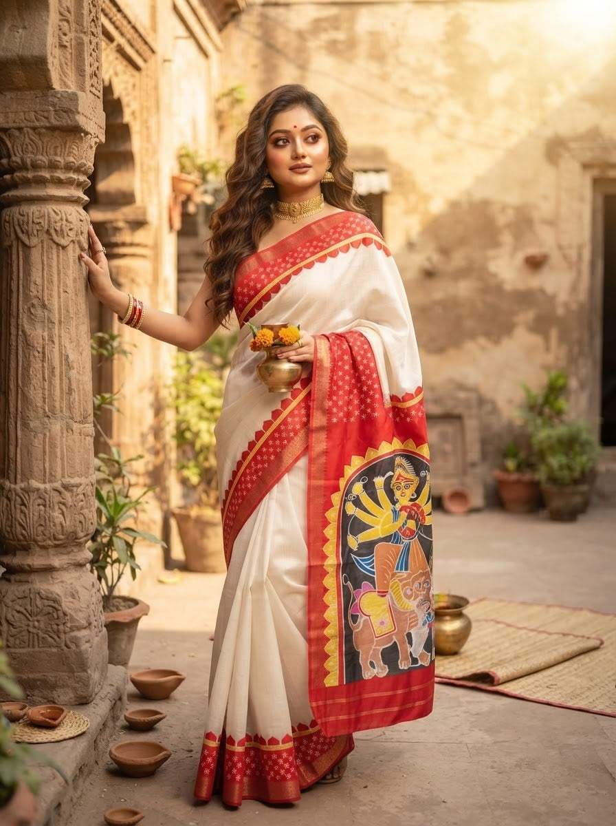 Aashwiner Alo Semi Tussar Silk Saree