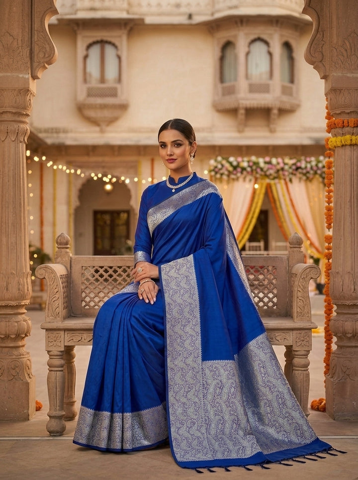 The Sovereign Scarlet Banarasi Semi Katan Silk Saree