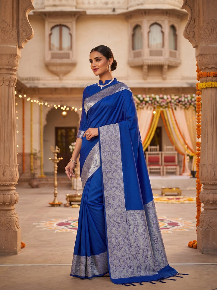 The Sovereign Scarlet Banarasi Semi Katan Silk Saree