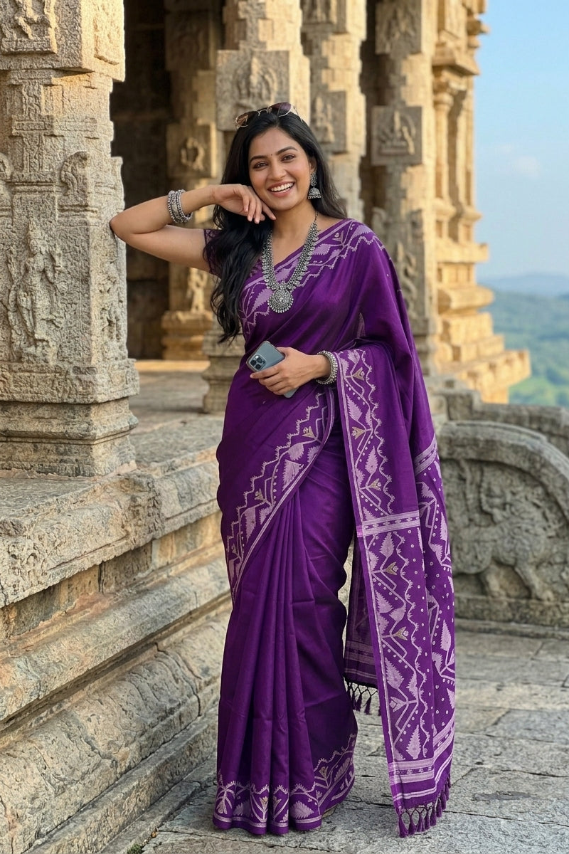 Pother Panchali Gachi Tussar Jamdani Saree