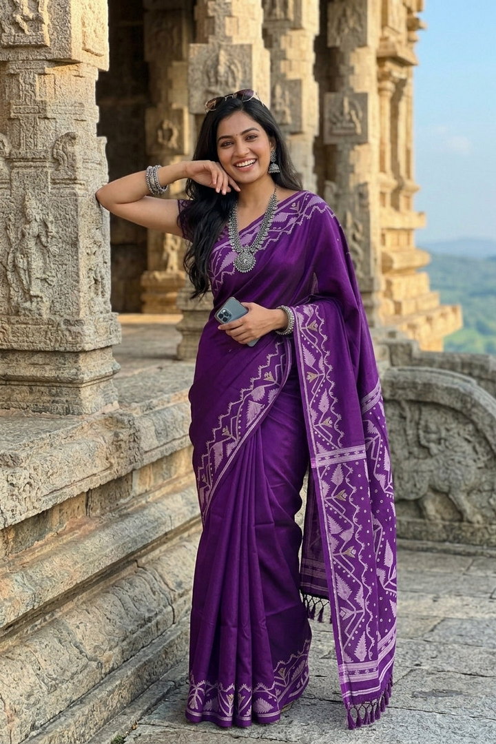 Pother Panchali Gachi Tussar Jamdani Saree
