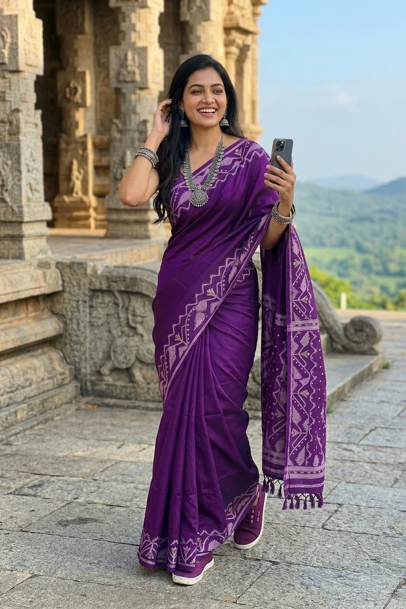 Pother Panchali Gachi Tussar Jamdani Saree
