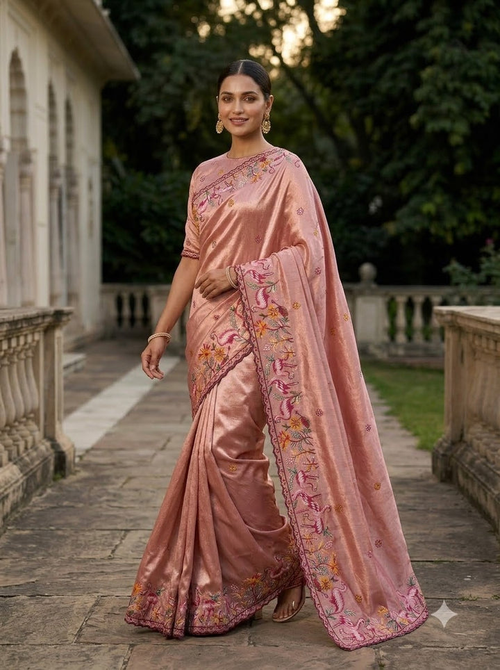 Symphony of Feathers Satin Silk Saree