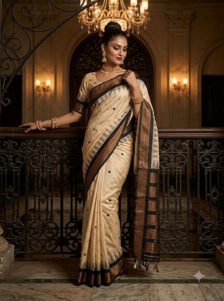 Whispers of Tradition-Ikkat Assam Tussar Silk Saree