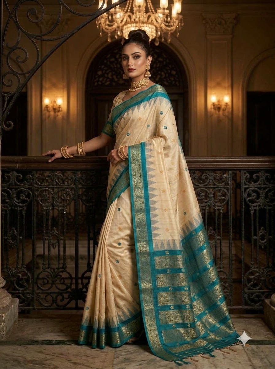 Whispers of Tradition-Ikkat Assam Tussar Silk Saree