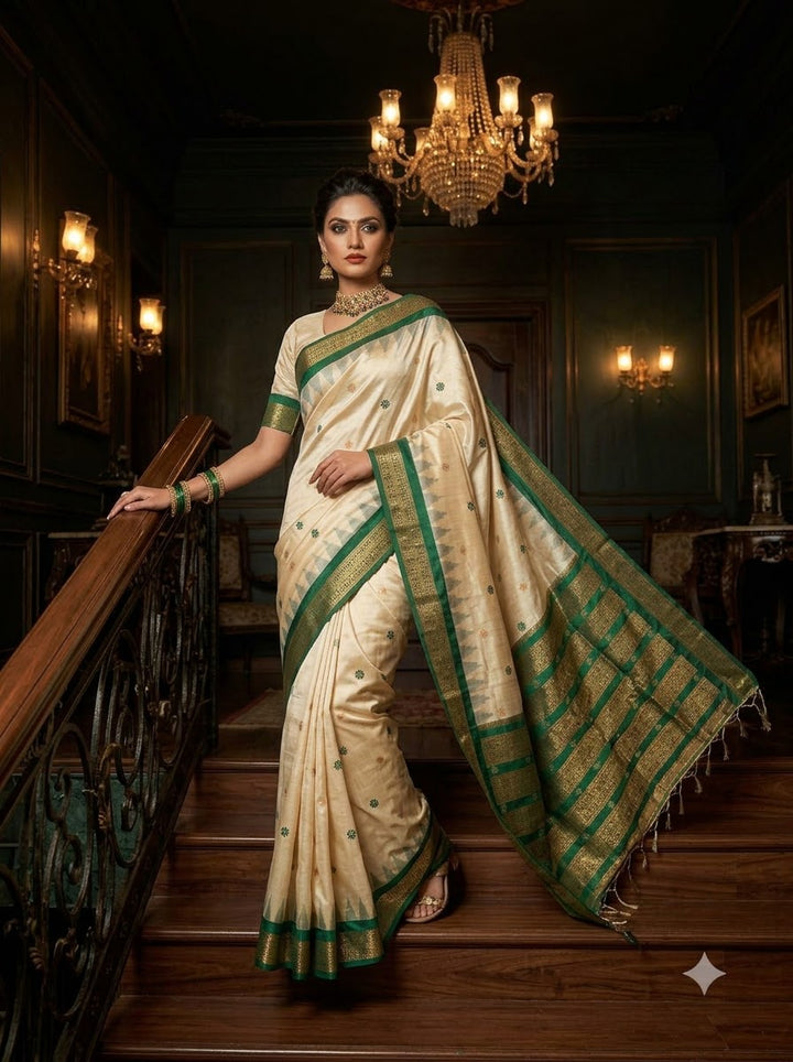 Whispers of Tradition-Ikkat Assam Tussar Silk Saree