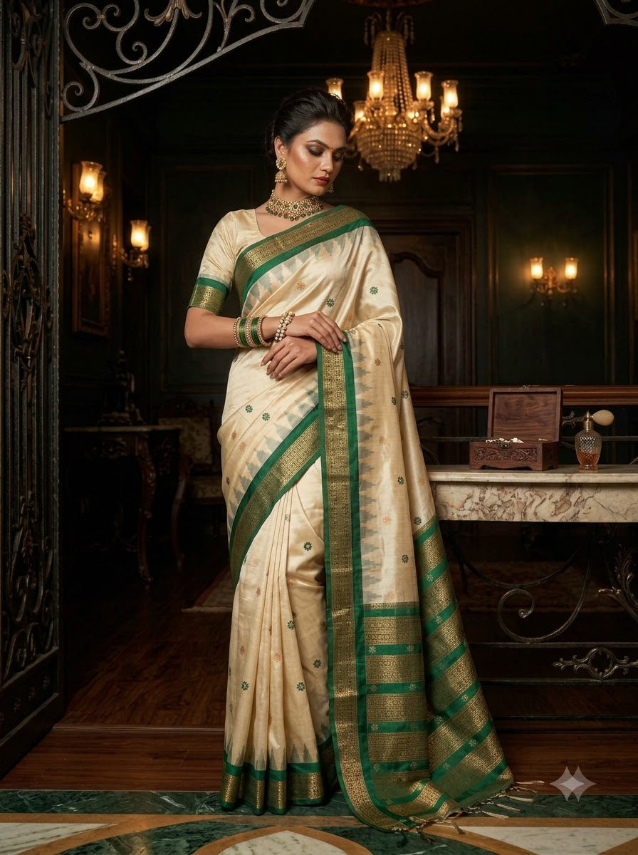 Whispers of Tradition-Ikkat Assam Tussar Silk Saree