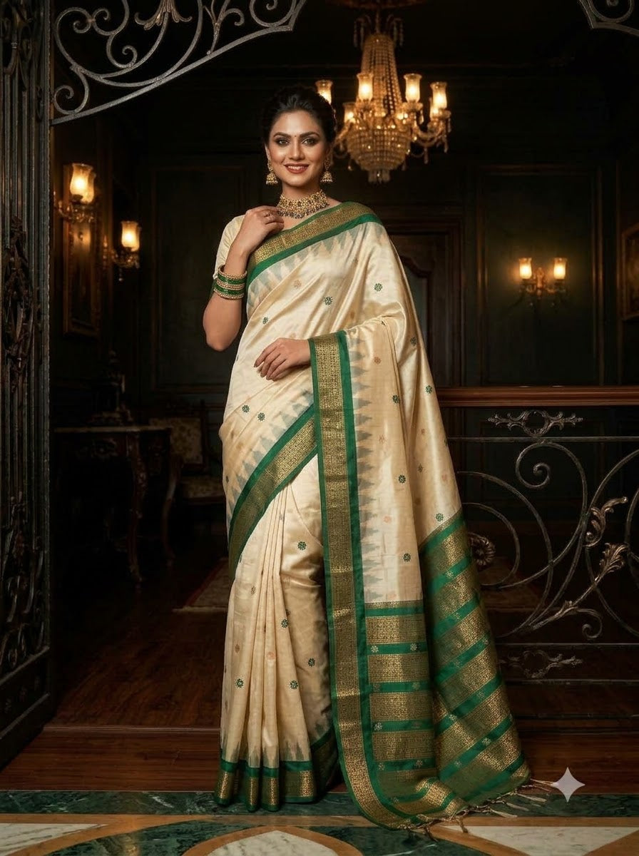 Whispers of Tradition-Ikkat Assam Tussar Silk Saree