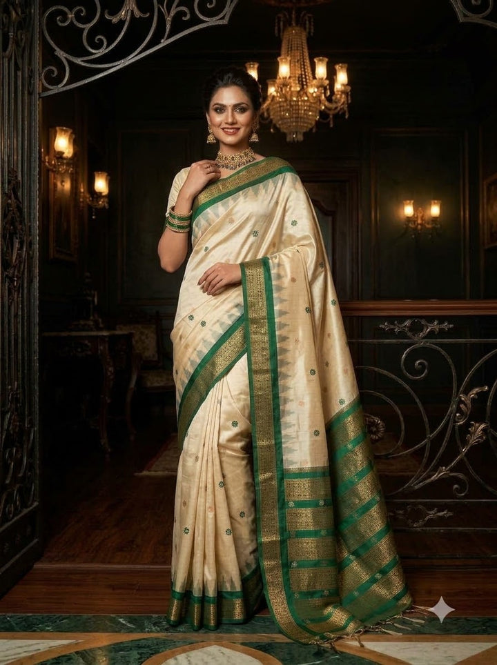 Whispers of Tradition-Ikkat Assam Tussar Silk Saree
