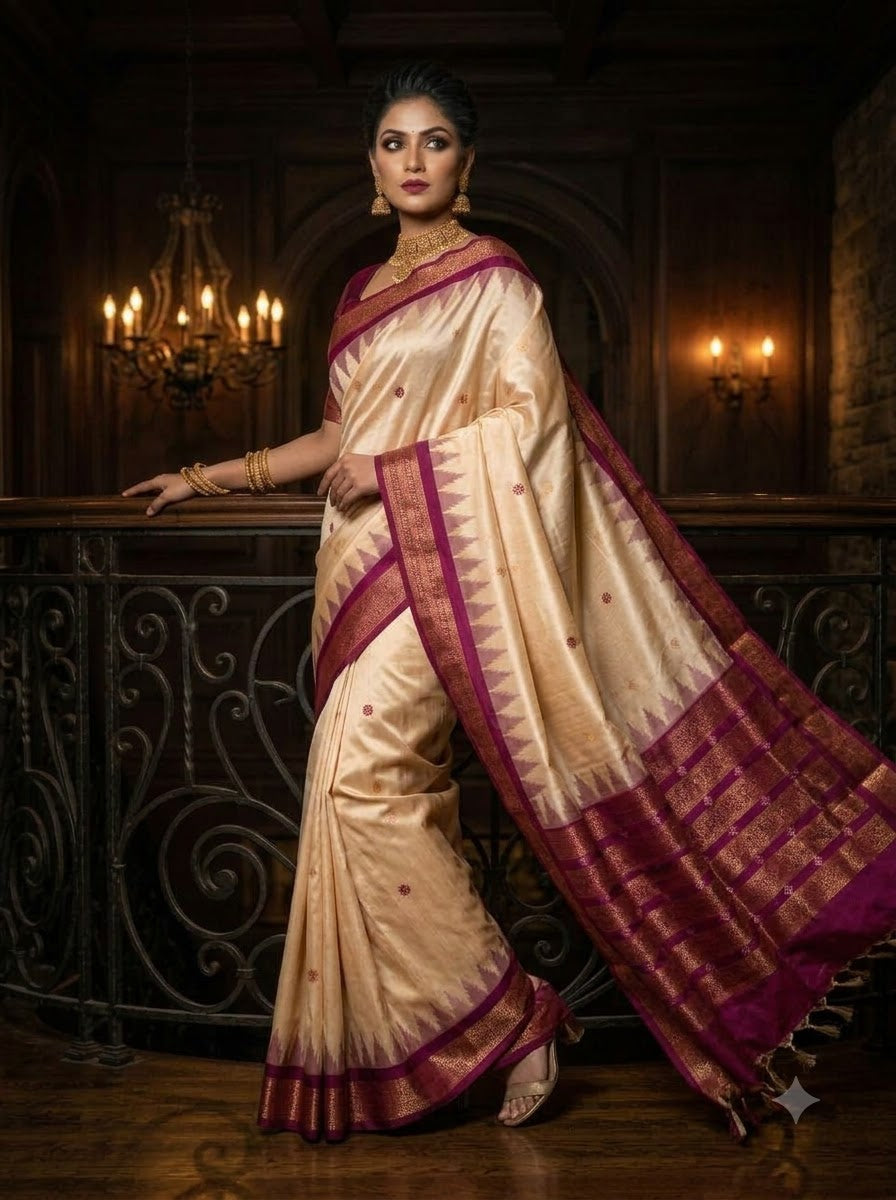 Whispers of Tradition-Ikkat Assam Tussar Silk Saree