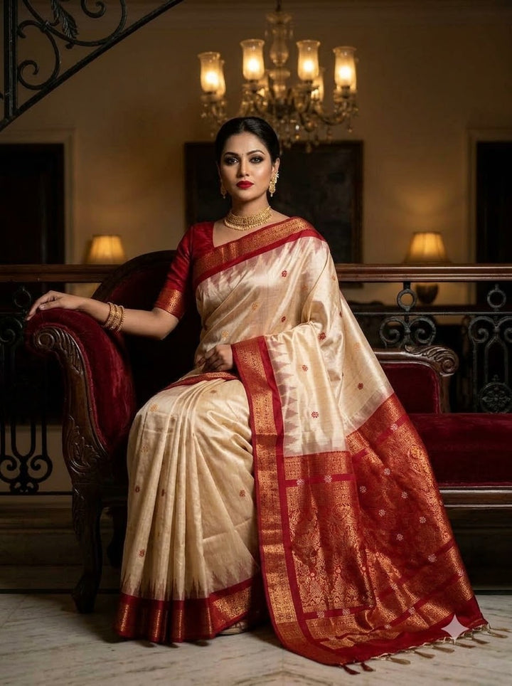 Whispers of Tradition-Ikkat Assam Tussar Silk Saree
