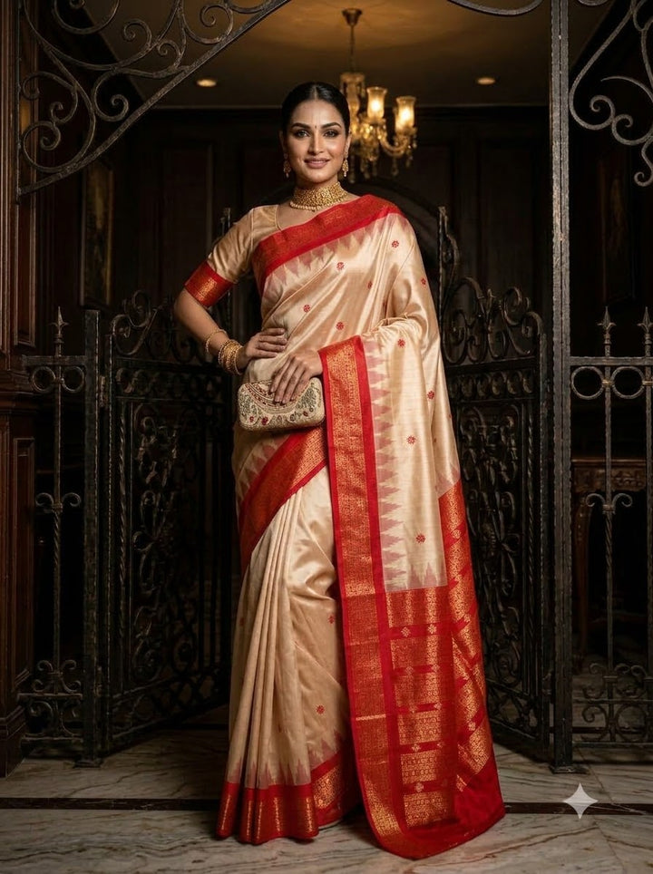 Whispers of Tradition-Ikkat Assam Tussar Silk Saree