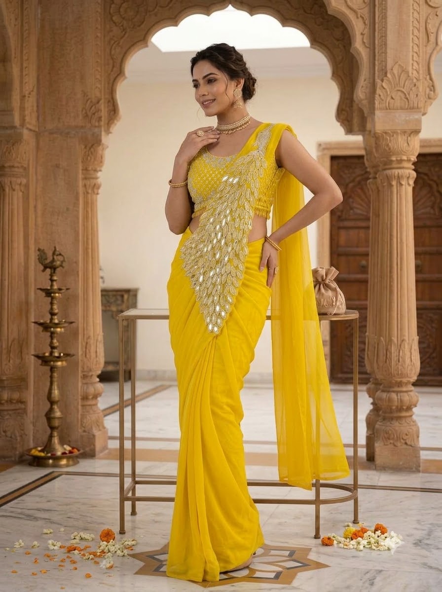 Luxe Afterdark Designer Heavy Georgette Ready-to-Wear Saree