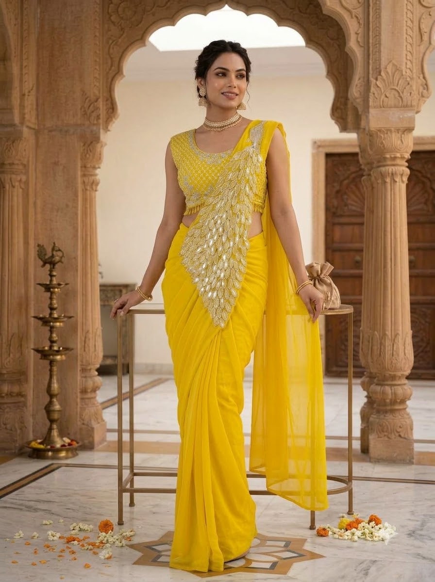 Luxe Afterdark Designer Heavy Georgette Ready-to-Wear Saree