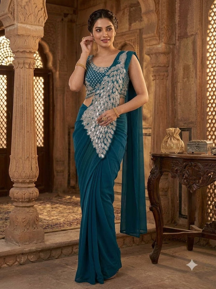 Luxe Afterdark Designer Heavy Georgette Ready-to-Wear Saree
