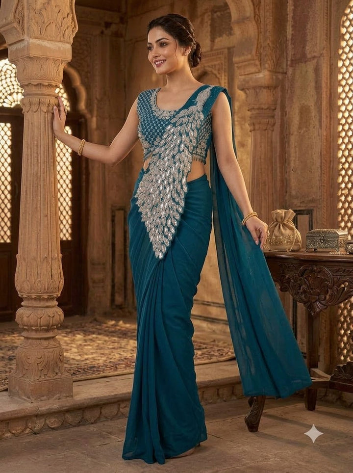 Luxe Afterdark Designer Heavy Georgette Ready-to-Wear Saree