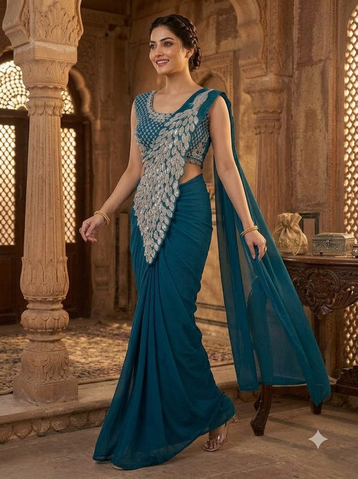 Luxe Afterdark Designer Heavy Georgette Ready-to-Wear Saree