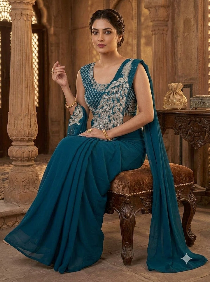 Luxe Afterdark Designer Heavy Georgette Ready-to-Wear Saree