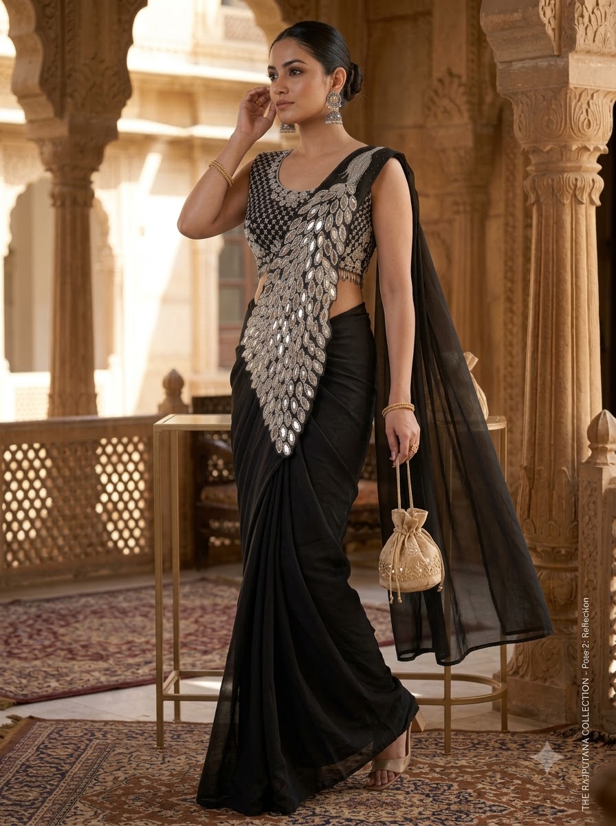 Luxe Afterdark Designer Heavy Georgette Ready-to-Wear Saree