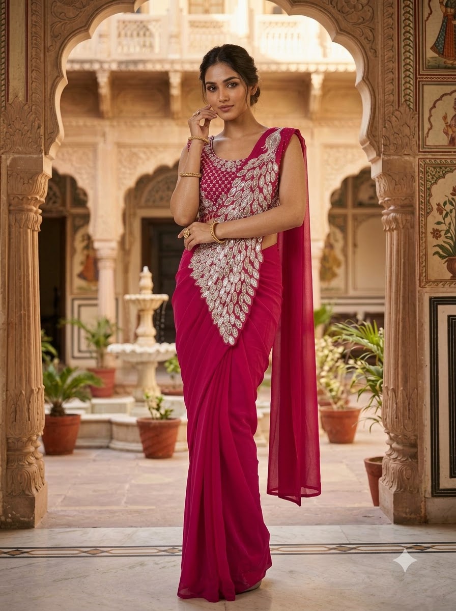 Luxe Afterdark Designer Heavy Georgette Ready-to-Wear Saree