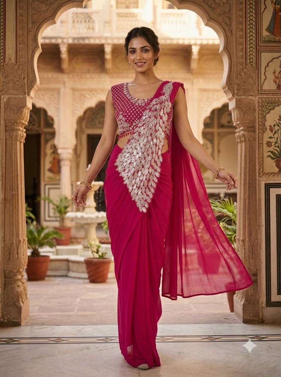 Luxe Afterdark Designer Heavy Georgette Ready-to-Wear Saree