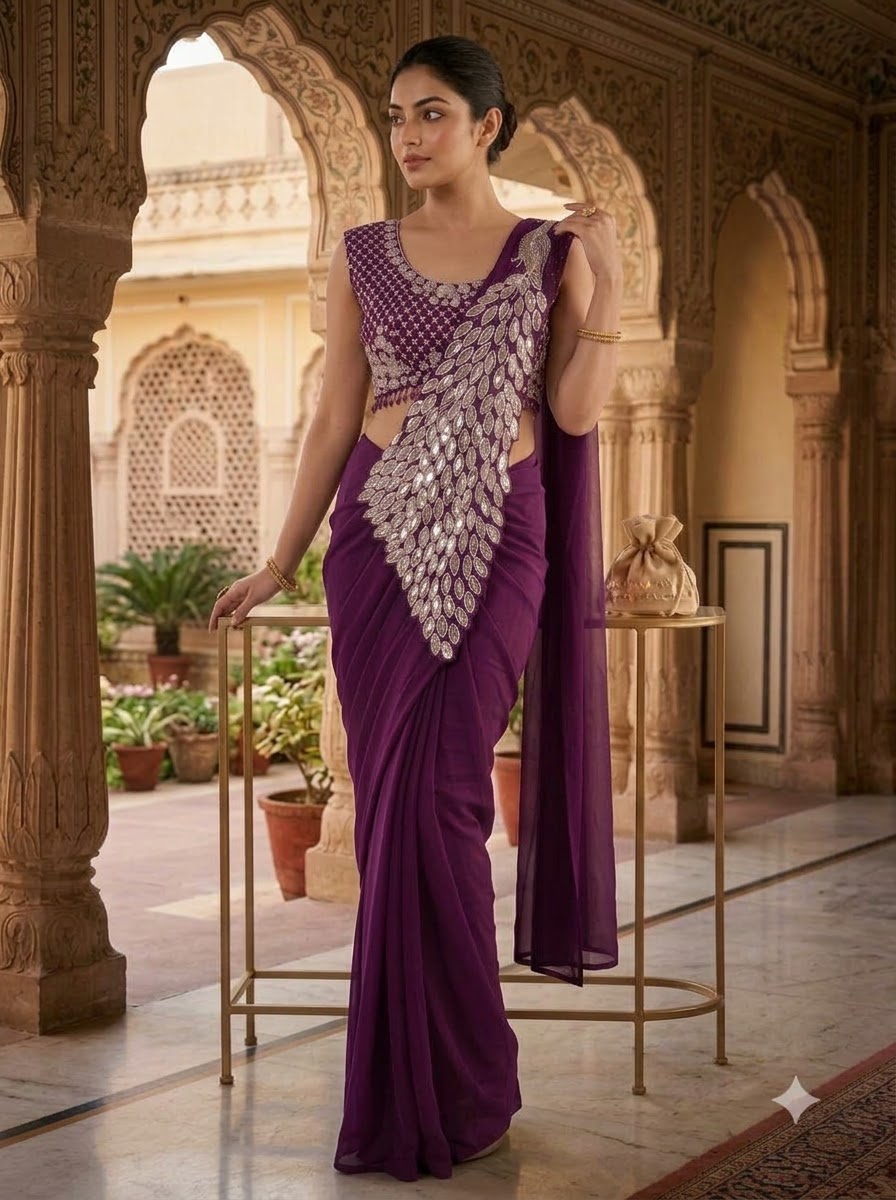 Luxe Afterdark Designer Heavy Georgette Ready-to-Wear Saree