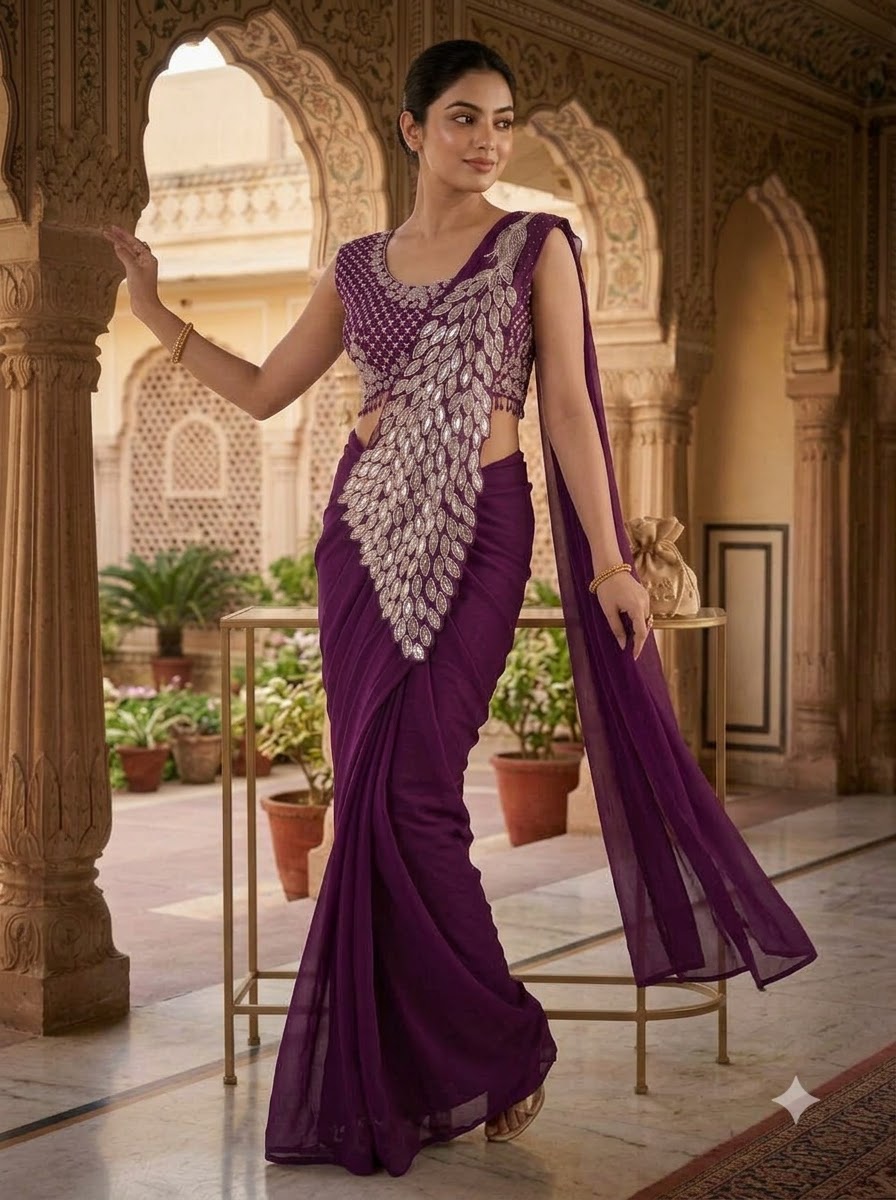 Luxe Afterdark Designer Heavy Georgette Ready-to-Wear Saree
