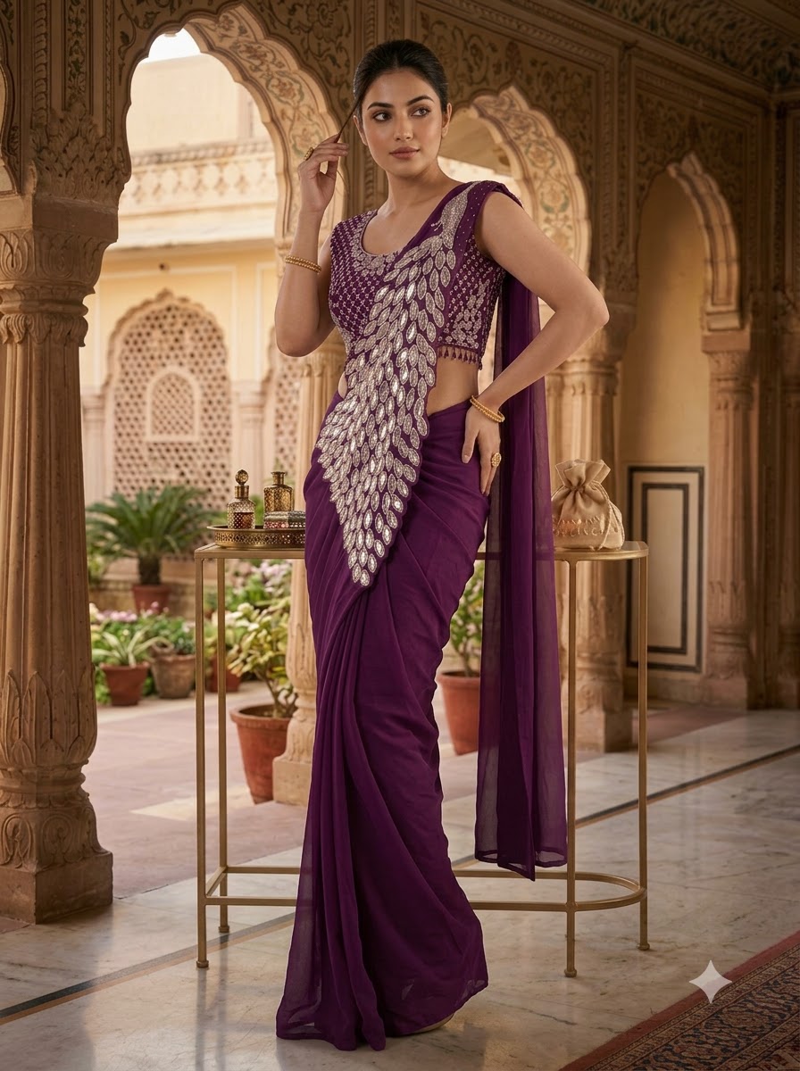 Luxe Afterdark Designer Heavy Georgette Ready-to-Wear Saree