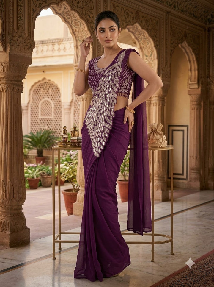 Luxe Afterdark Designer Heavy Georgette Ready-to-Wear Saree