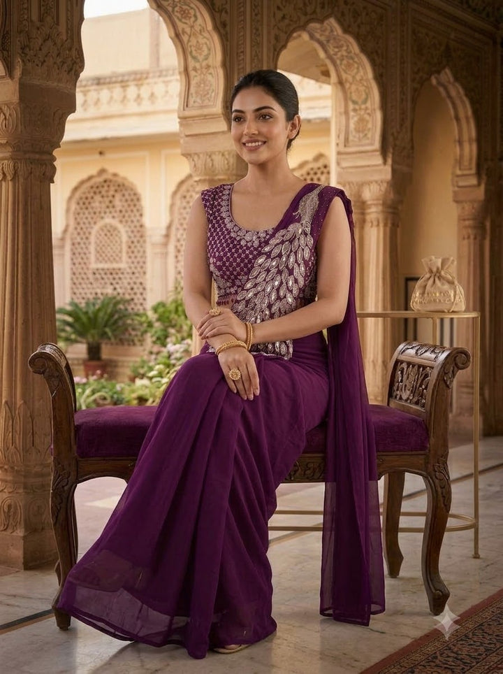 Luxe Afterdark Designer Heavy Georgette Ready-to-Wear Saree