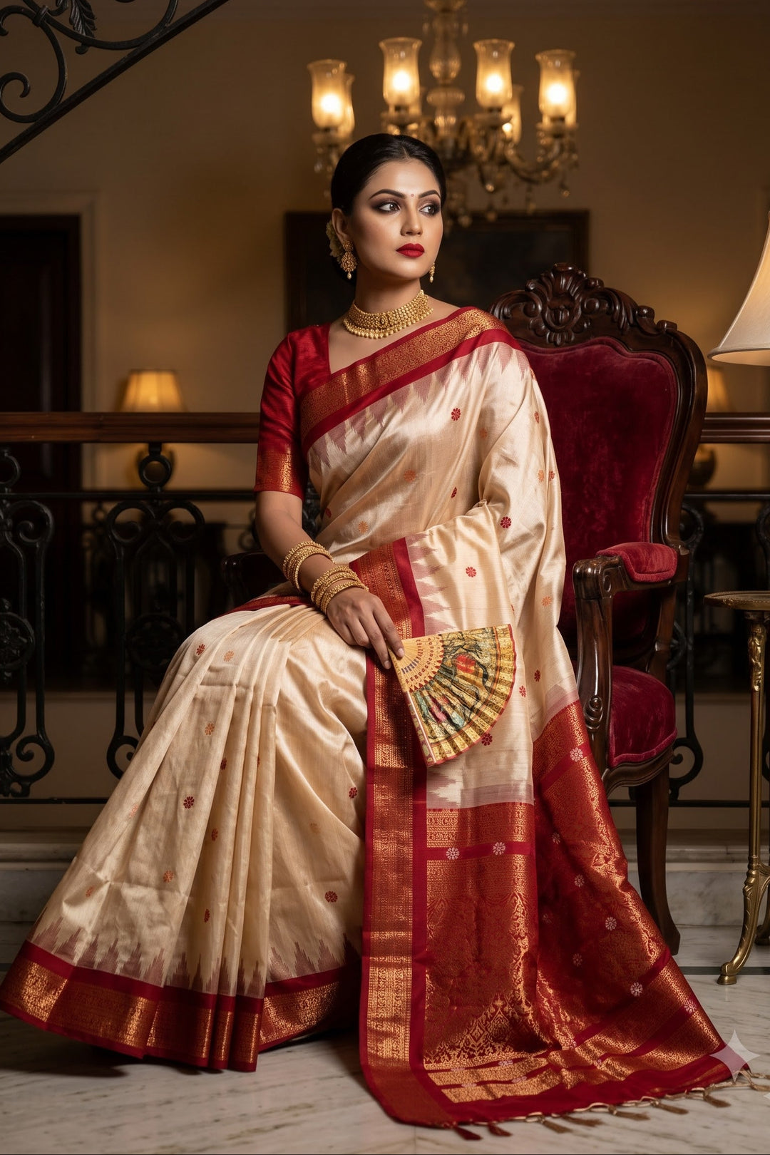 Whispers of Tradition-Ikkat Assam Tussar Silk Saree