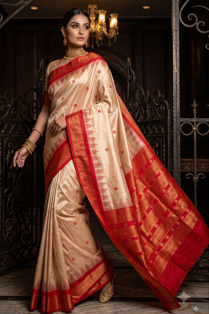 Whispers of Tradition-Ikkat Assam Tussar Silk Saree