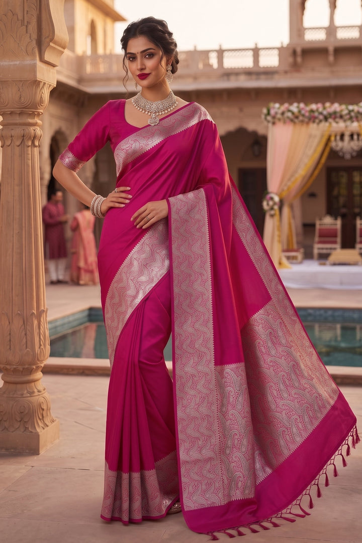 The Sovereign Scarlet Banarasi Semi Katan Silk Saree