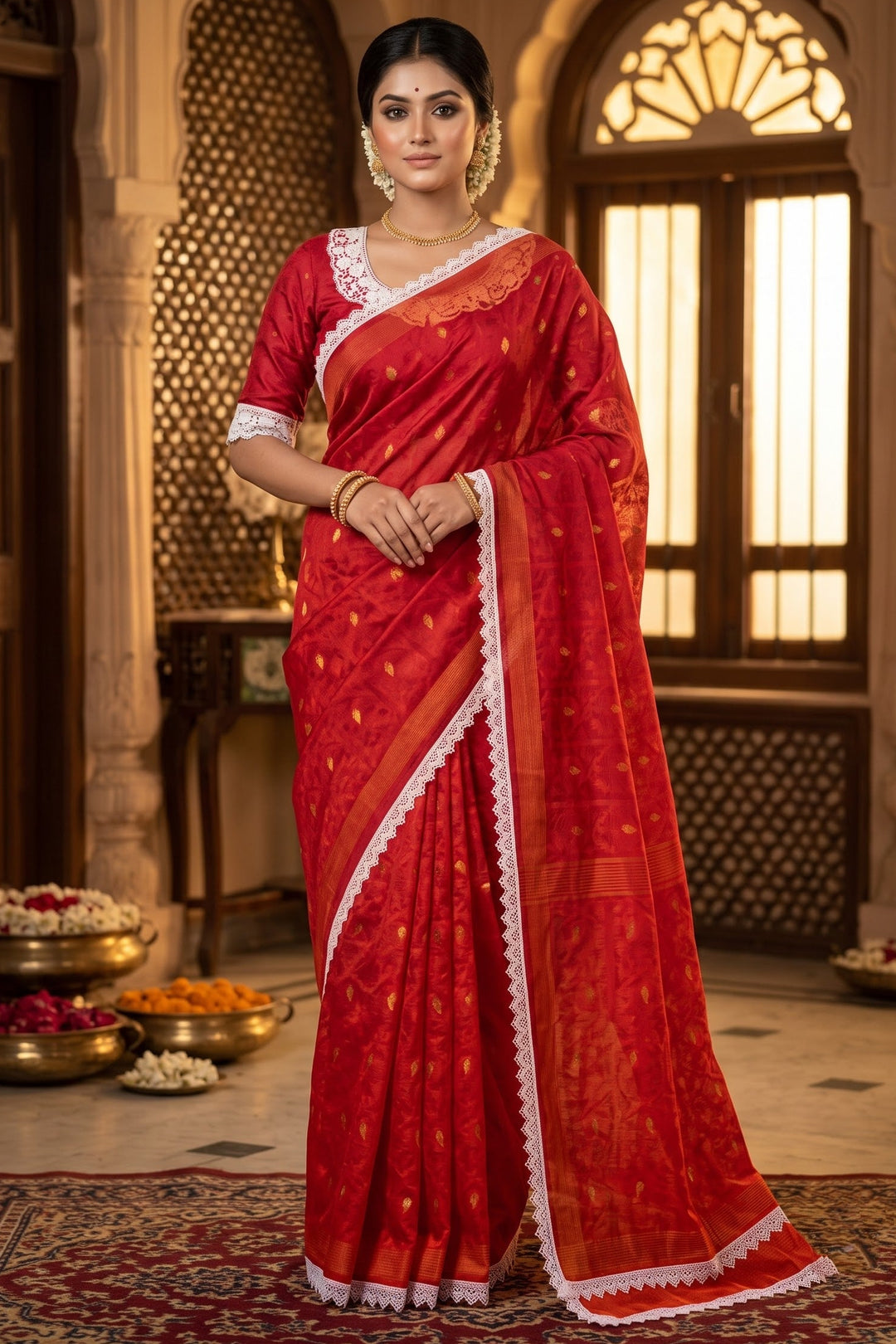 Aradhana Bengal Jamdani Saree with Blouse (Combo)