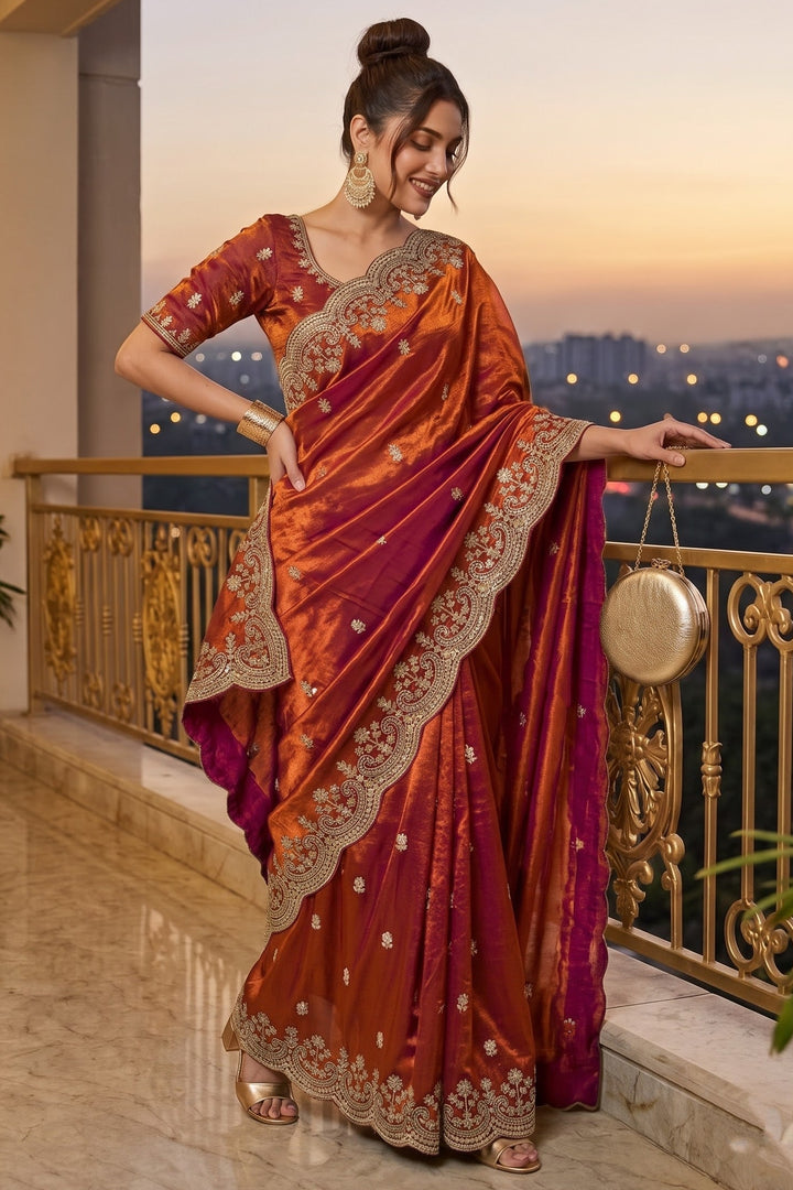 Glam Theory – Fancy Silk Saree with Sequin & Zari Embroidered