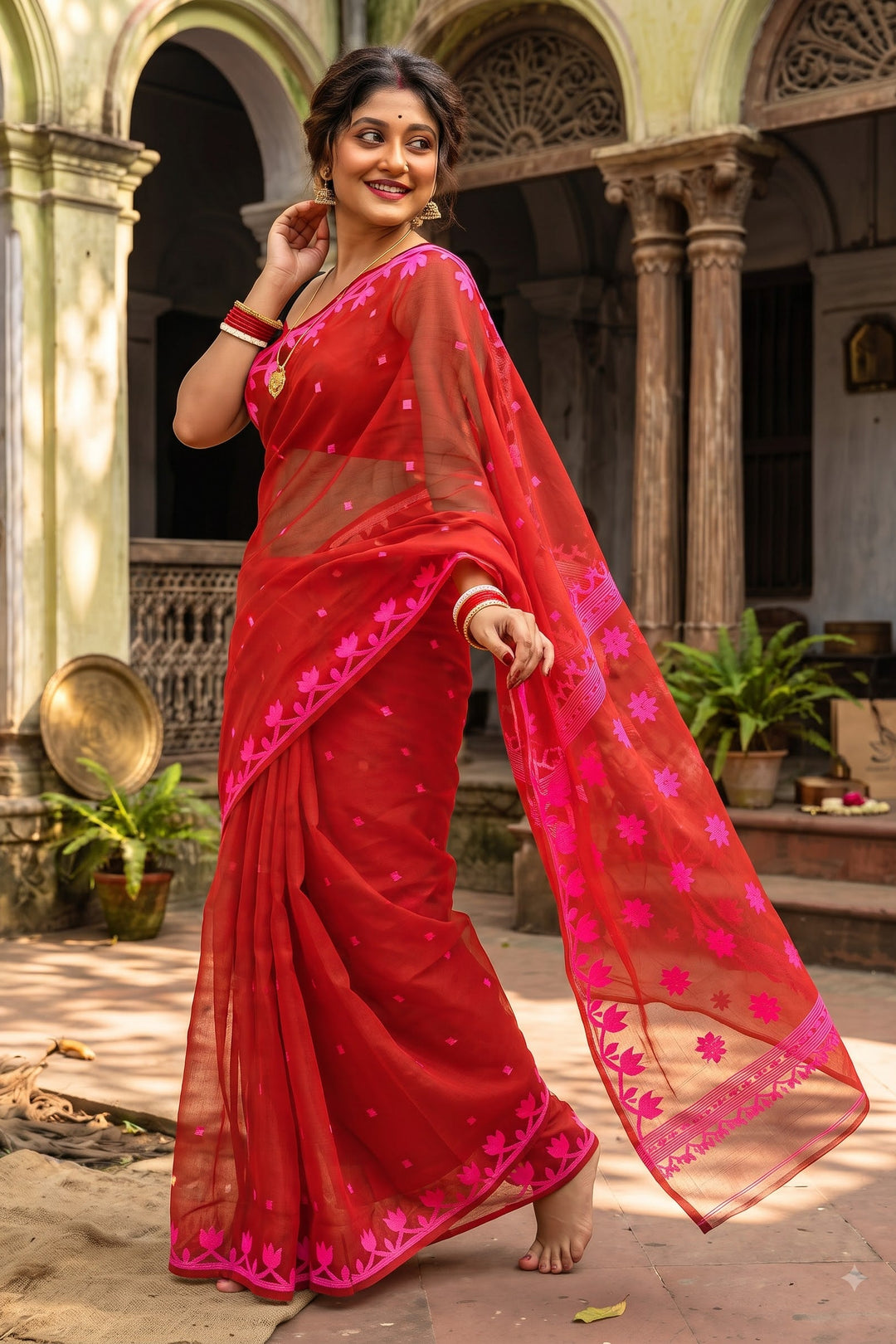 Uro Chithi Dhakai Jamdani Saree