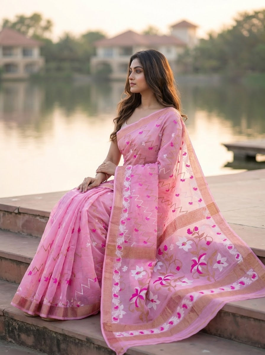 Paarijaat Dhakai Jamdani Saree