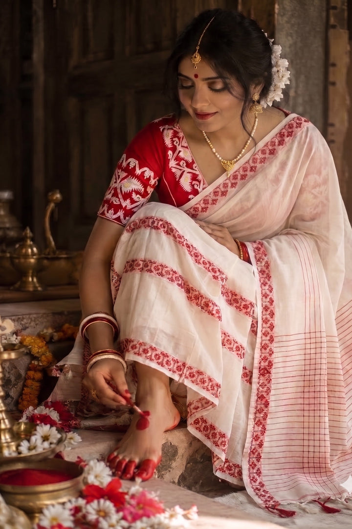 Love in Contrast - Exclusive Cotton Saree With Blouse (Combo -2)