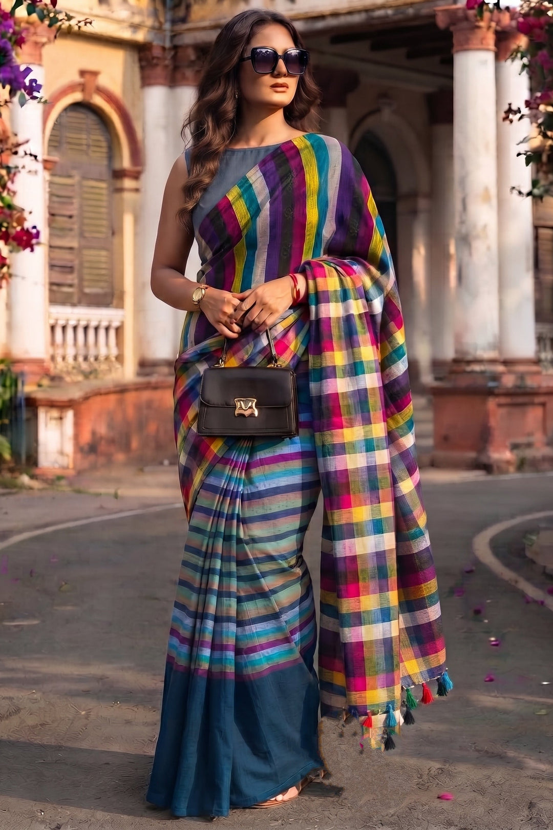 Saptaranga Khadi Cotton Saree